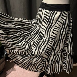 Anthropologie Black & White Striped Silky Skirt